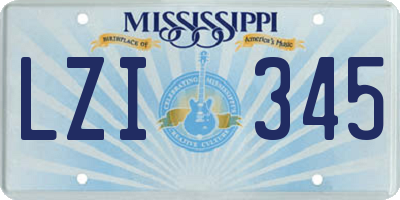 MS license plate LZI345