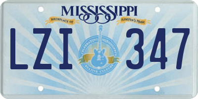 MS license plate LZI347