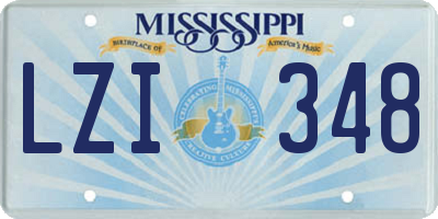 MS license plate LZI348