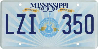 MS license plate LZI350