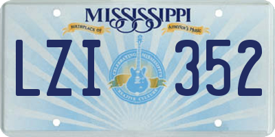 MS license plate LZI352