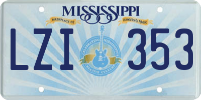 MS license plate LZI353