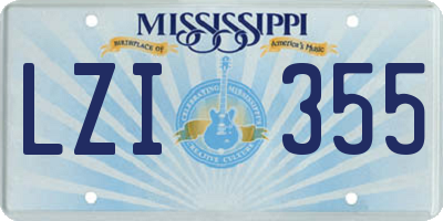 MS license plate LZI355