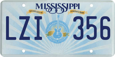 MS license plate LZI356