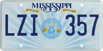 MS license plate LZI357
