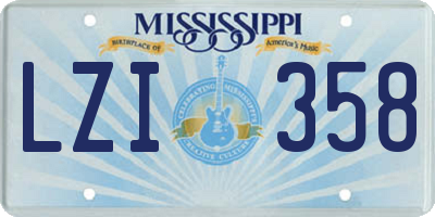 MS license plate LZI358