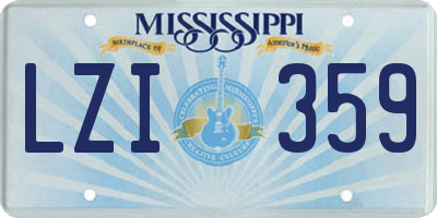 MS license plate LZI359