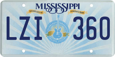 MS license plate LZI360