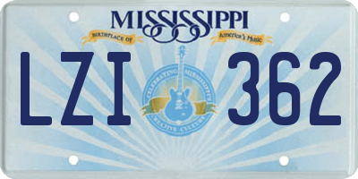 MS license plate LZI362