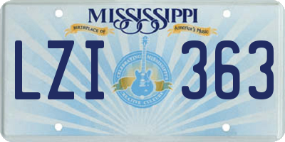 MS license plate LZI363