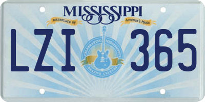 MS license plate LZI365