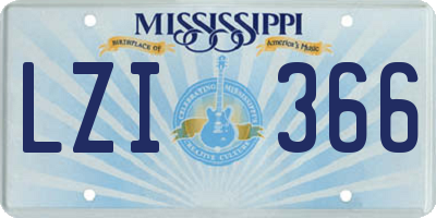 MS license plate LZI366