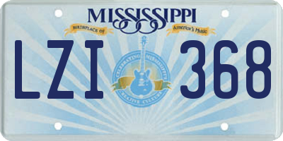 MS license plate LZI368
