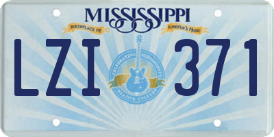 MS license plate LZI371