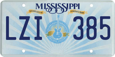 MS license plate LZI385