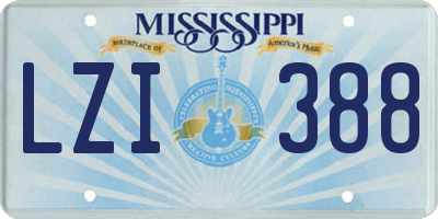 MS license plate LZI388