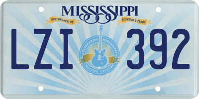 MS license plate LZI392