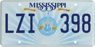 MS license plate LZI398