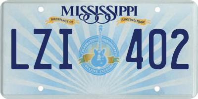 MS license plate LZI402