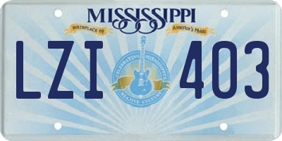 MS license plate LZI403