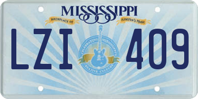 MS license plate LZI409