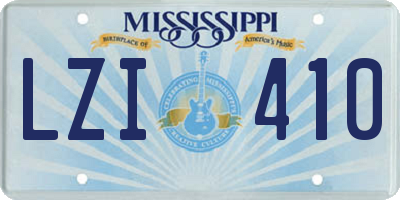 MS license plate LZI410