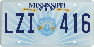 MS license plate LZI416