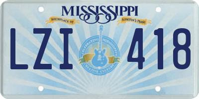 MS license plate LZI418