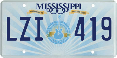 MS license plate LZI419