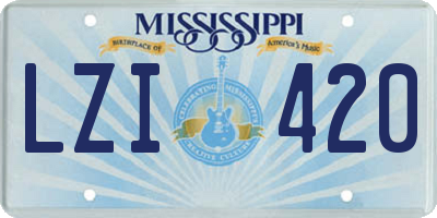 MS license plate LZI420