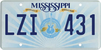 MS license plate LZI431