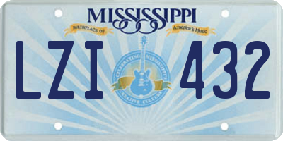 MS license plate LZI432
