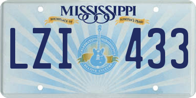 MS license plate LZI433