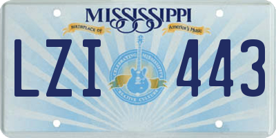 MS license plate LZI443