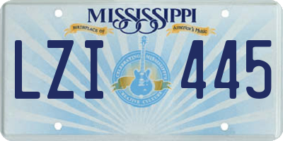 MS license plate LZI445