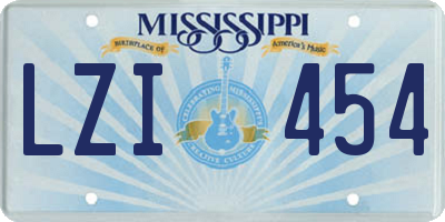 MS license plate LZI454