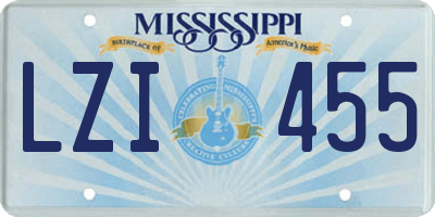 MS license plate LZI455