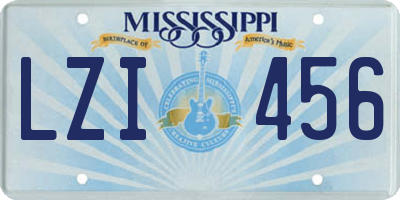 MS license plate LZI456