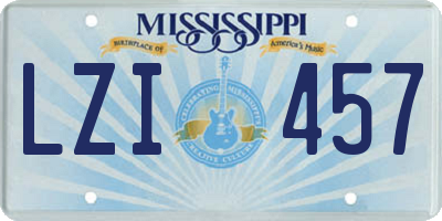 MS license plate LZI457