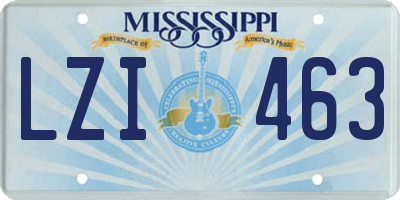 MS license plate LZI463