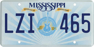 MS license plate LZI465