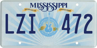 MS license plate LZI472