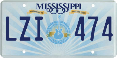 MS license plate LZI474