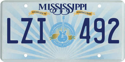 MS license plate LZI492
