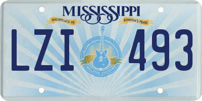 MS license plate LZI493