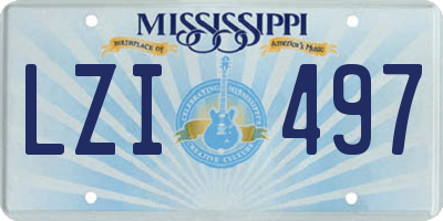 MS license plate LZI497