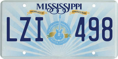 MS license plate LZI498