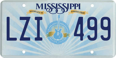 MS license plate LZI499