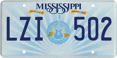 MS license plate LZI502