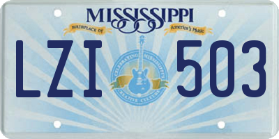 MS license plate LZI503